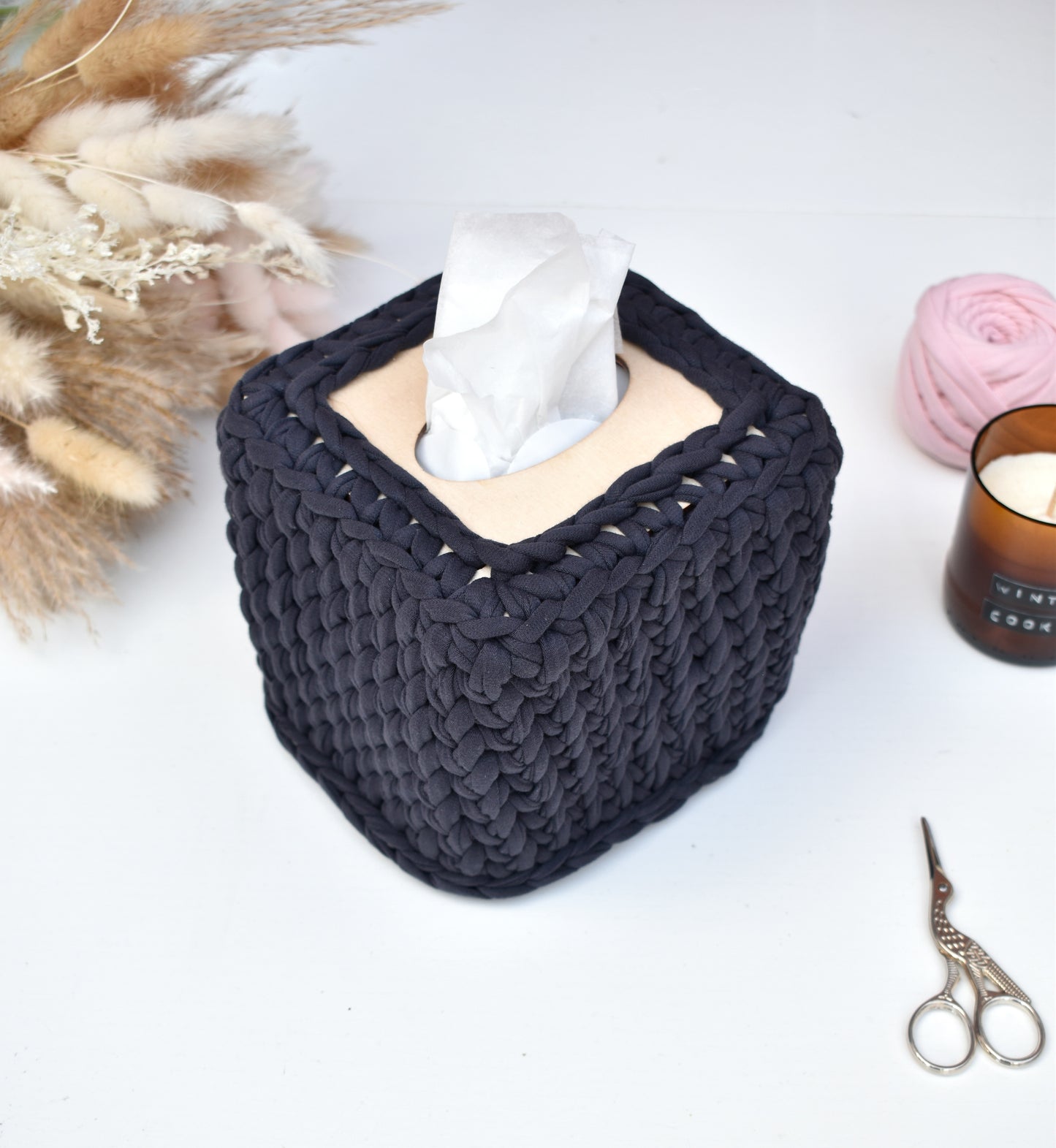 Square tissue box cover top