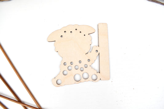 Sheep knitting needle gauge with small ruler