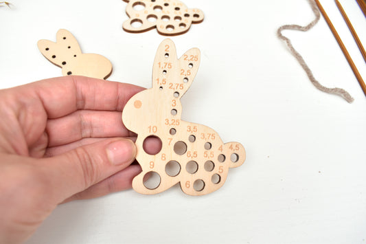 Bunny knitting needle gauge