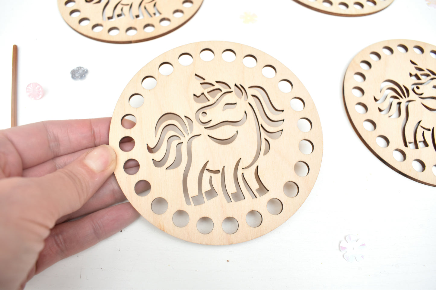 Wooden base Unicorn design