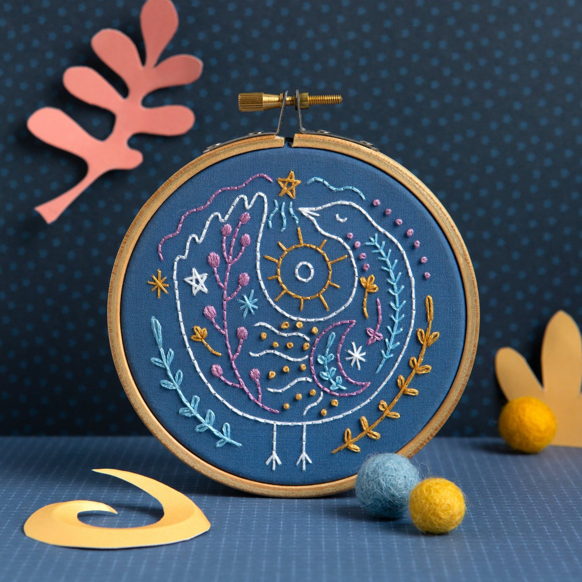 Celestial Bird mini embroidery kit