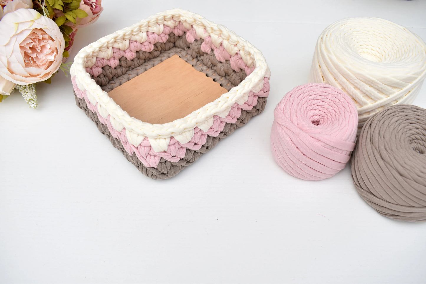 Handmade Square crochet basket