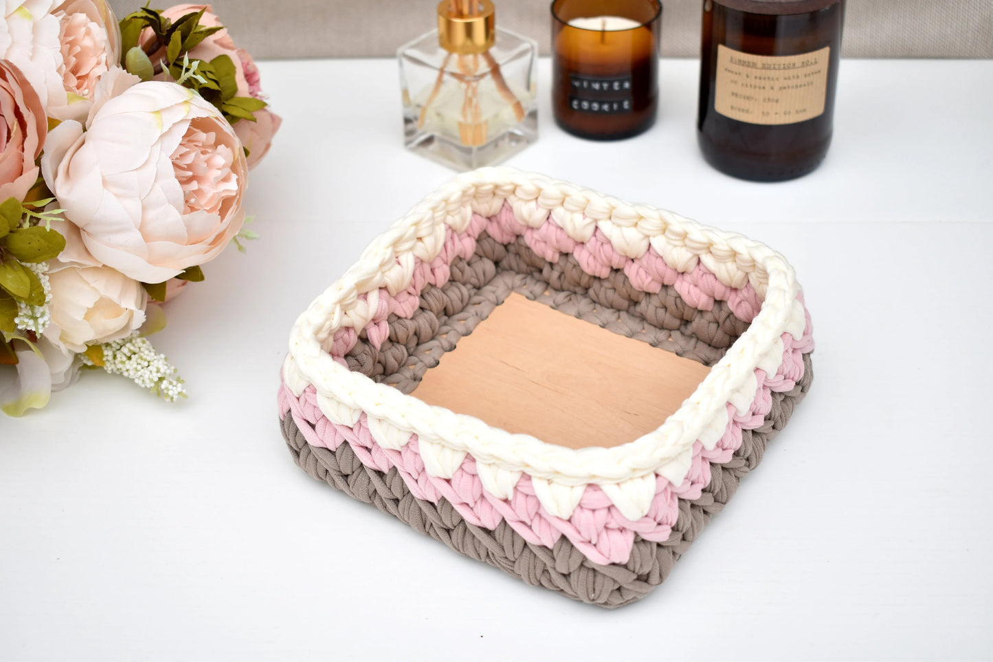 Handmade Square crochet basket