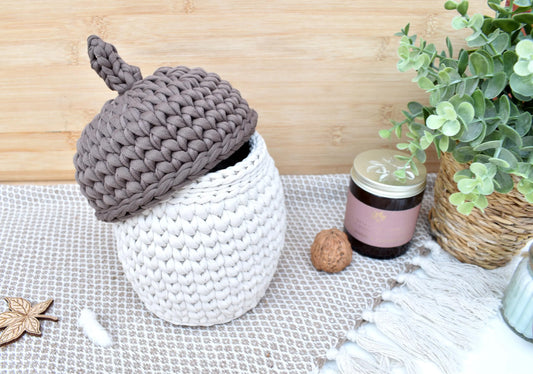 Handmade Acorn crochet storage basket