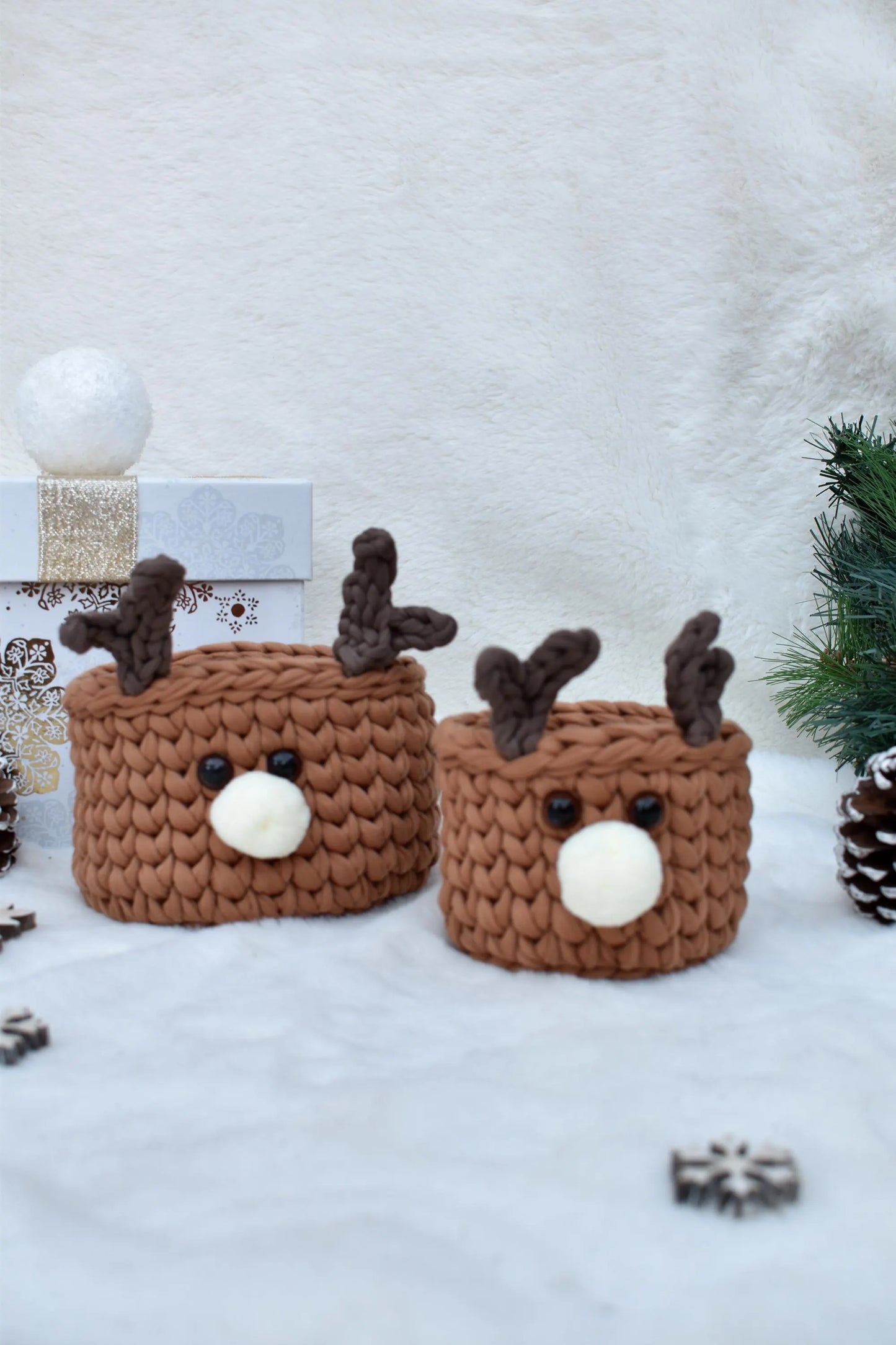 Christmas Deer crochet basket