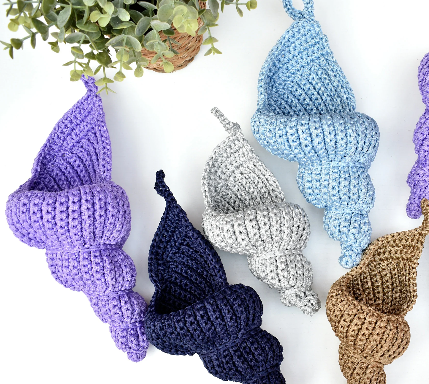 Spiral shell crochet basket