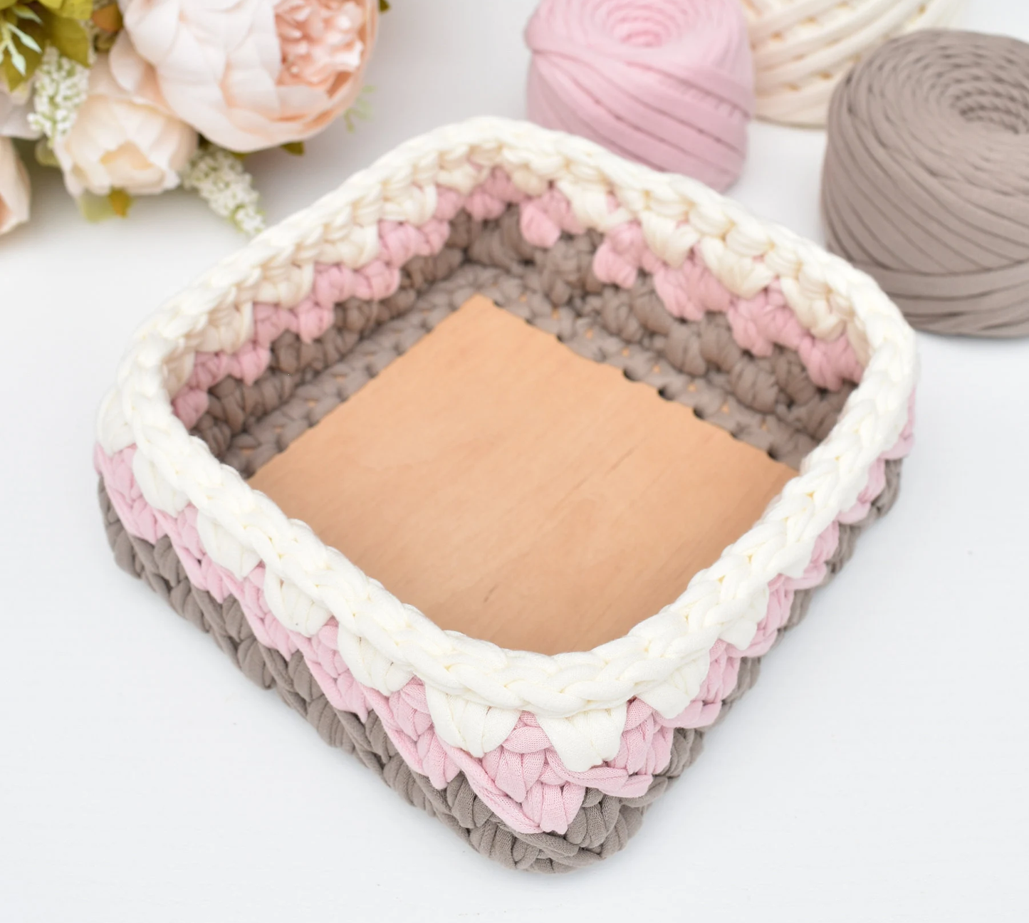 Handmade Square crochet basket
