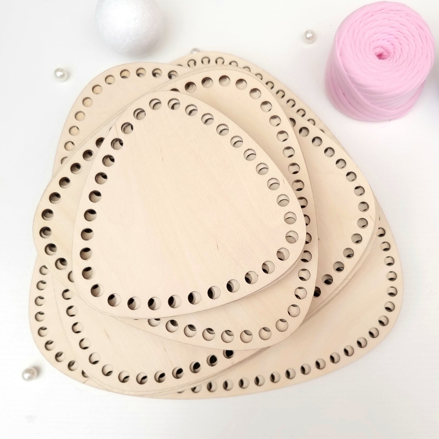 Triangular wooden base for crochet baskets with 8mm hole size, macrame baskets, coiled baskets