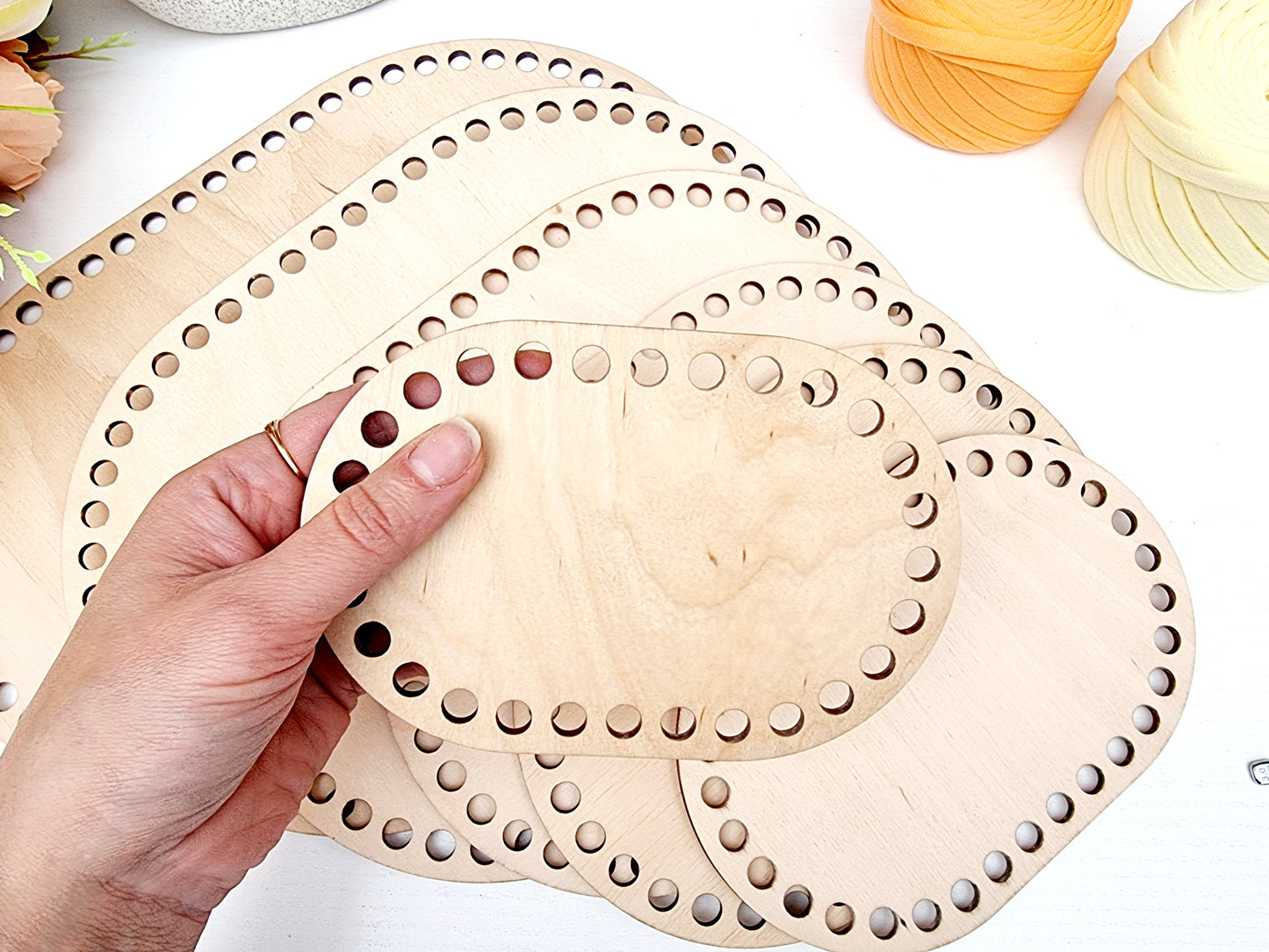 Wide Rounded Rectangular Wooden Base