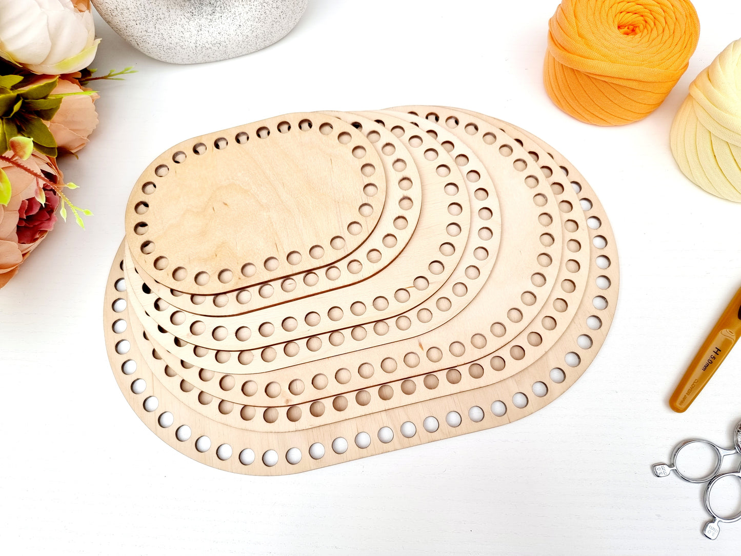 Wide Rounded Rectangular Wooden Base