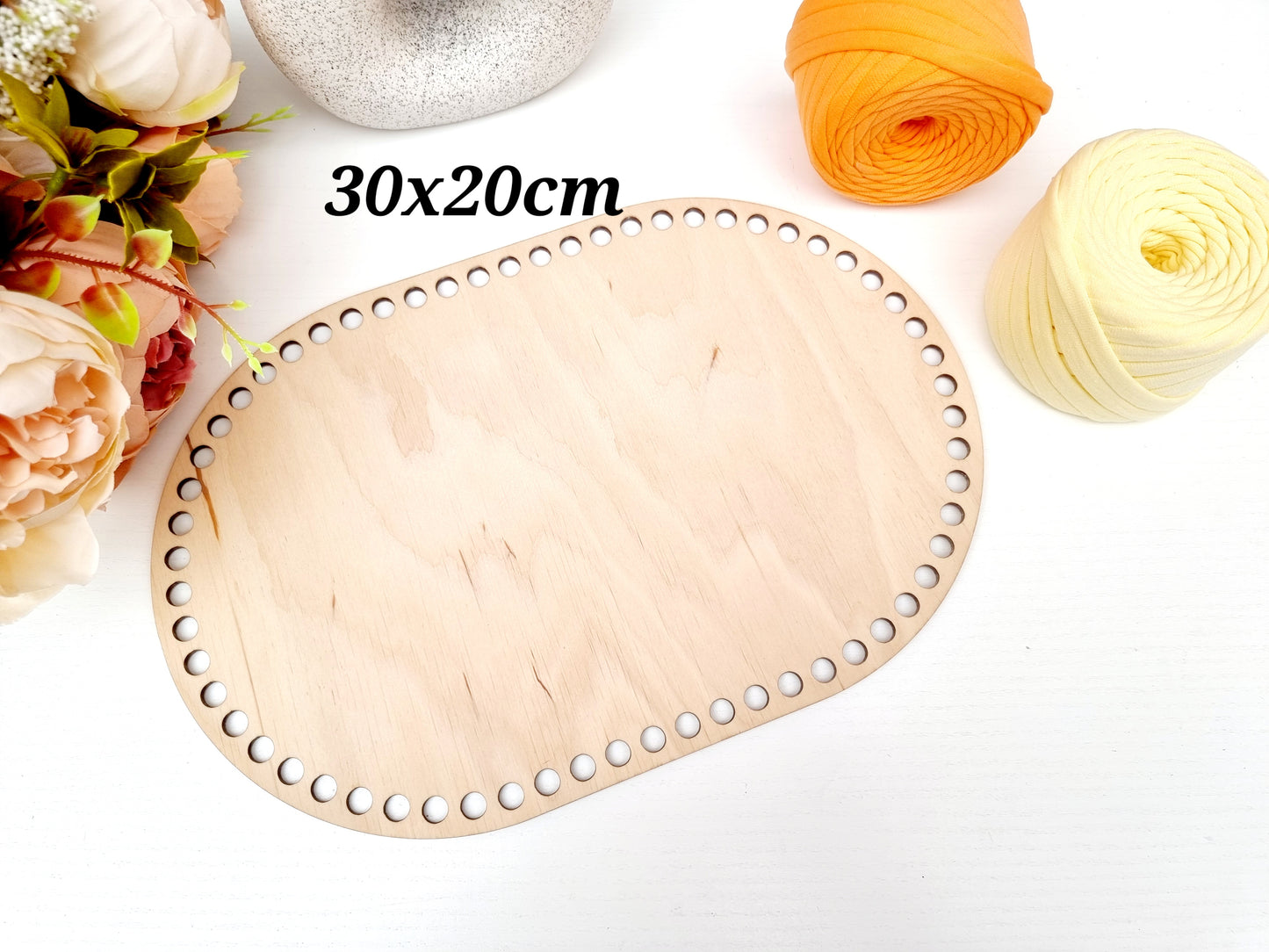Wide Rounded Rectangular Wooden Base