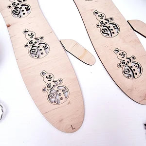 Mitten Wooden Blockers - Snowmen design