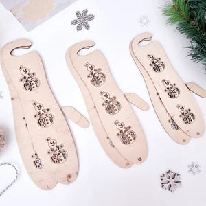 Mitten Wooden Blockers - Snowmen design