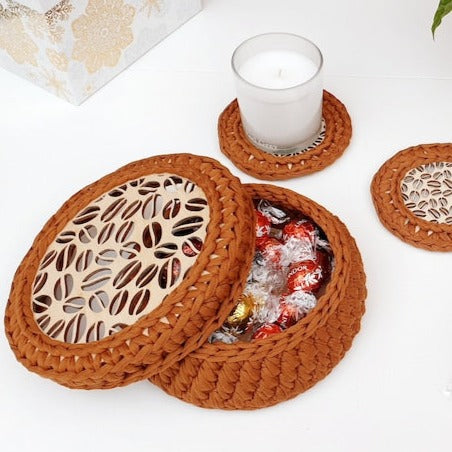Wooden base Coffee Beans Design