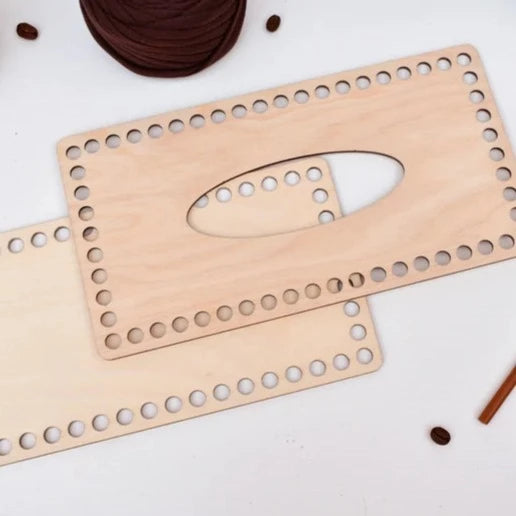 Tissue Box Wooden Base with 8mm hole size to make crochet, coiled or Macrame basket