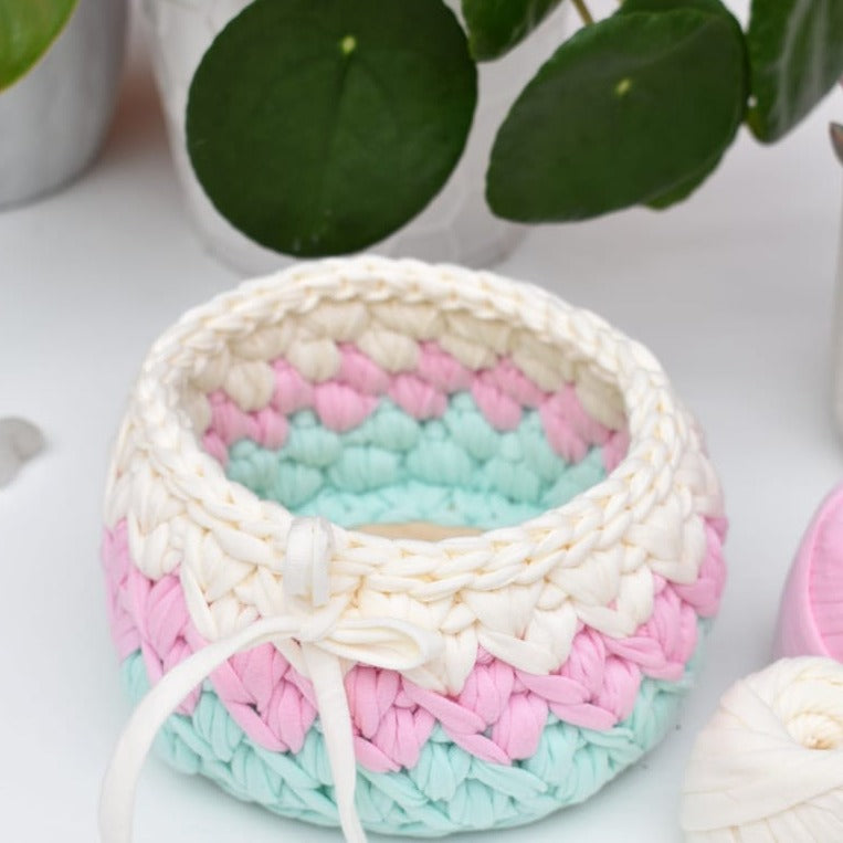 Pastels crochet basket
