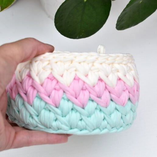 Pastels crochet basket