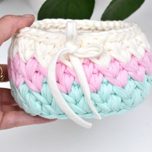 Pastels crochet basket