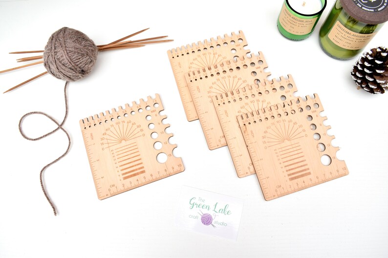 All in one needle gauge and Yarn/Wool spinning tool