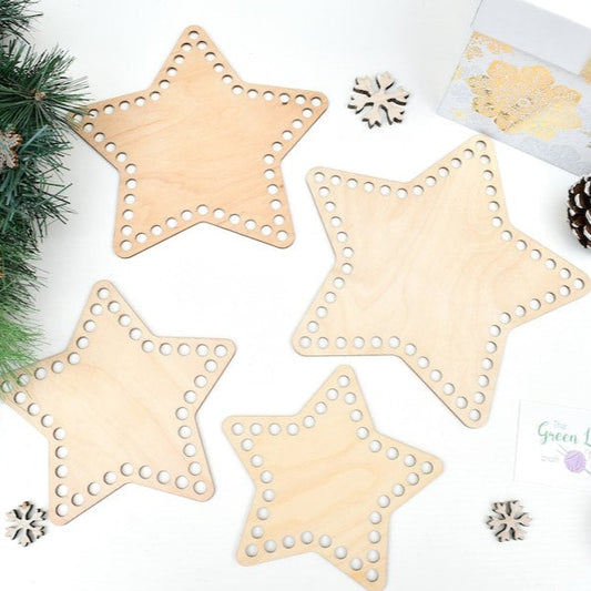 Star Wooden Base for crochet baskets with 8mm hole size, macrame baskets, coiled baskets