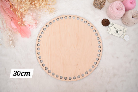 Circular wooden bases with 12mm holes for crochet, coiled or Macrame basket