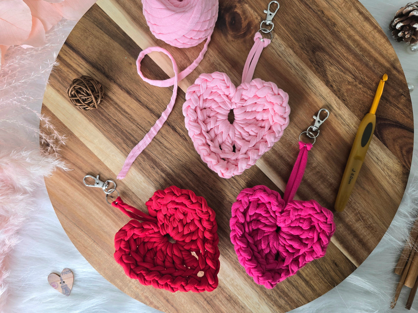 Heart keyring/bagcharm crochet pattern PDF