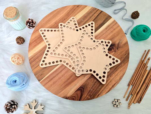 Star Wooden Base for crochet baskets with 8mm hole size, macrame baskets, coiled baskets