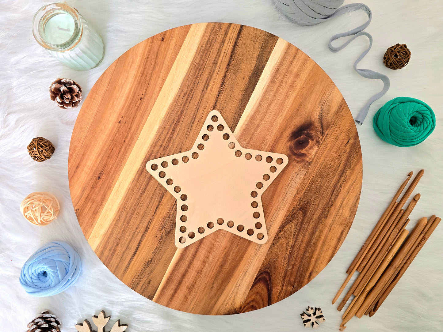 Star Wooden Base for crochet baskets with 8mm hole size, macrame baskets, coiled baskets