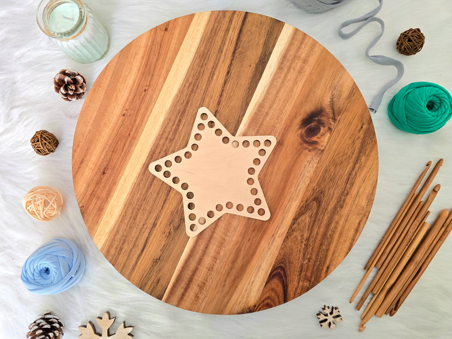 Star Wooden Base for crochet baskets with 8mm hole size, macrame baskets, coiled baskets