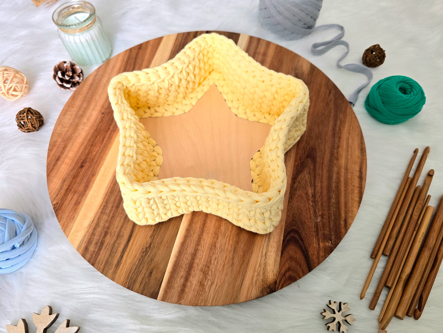 Star Wooden Base for crochet baskets with 8mm hole size, macrame baskets, coiled baskets