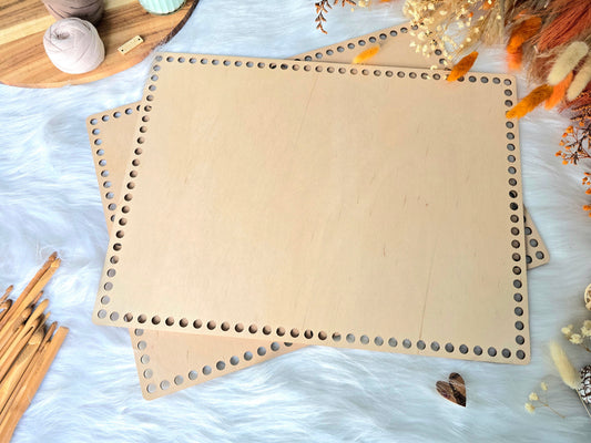Large 40x30cm rectangular wooden base with 8mm holes or 10mm holes for crochet, coiled or Macrame basket