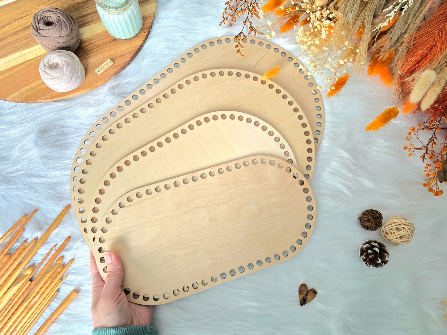 Oval Wooden Crochet Basket Bases - Various Sizes