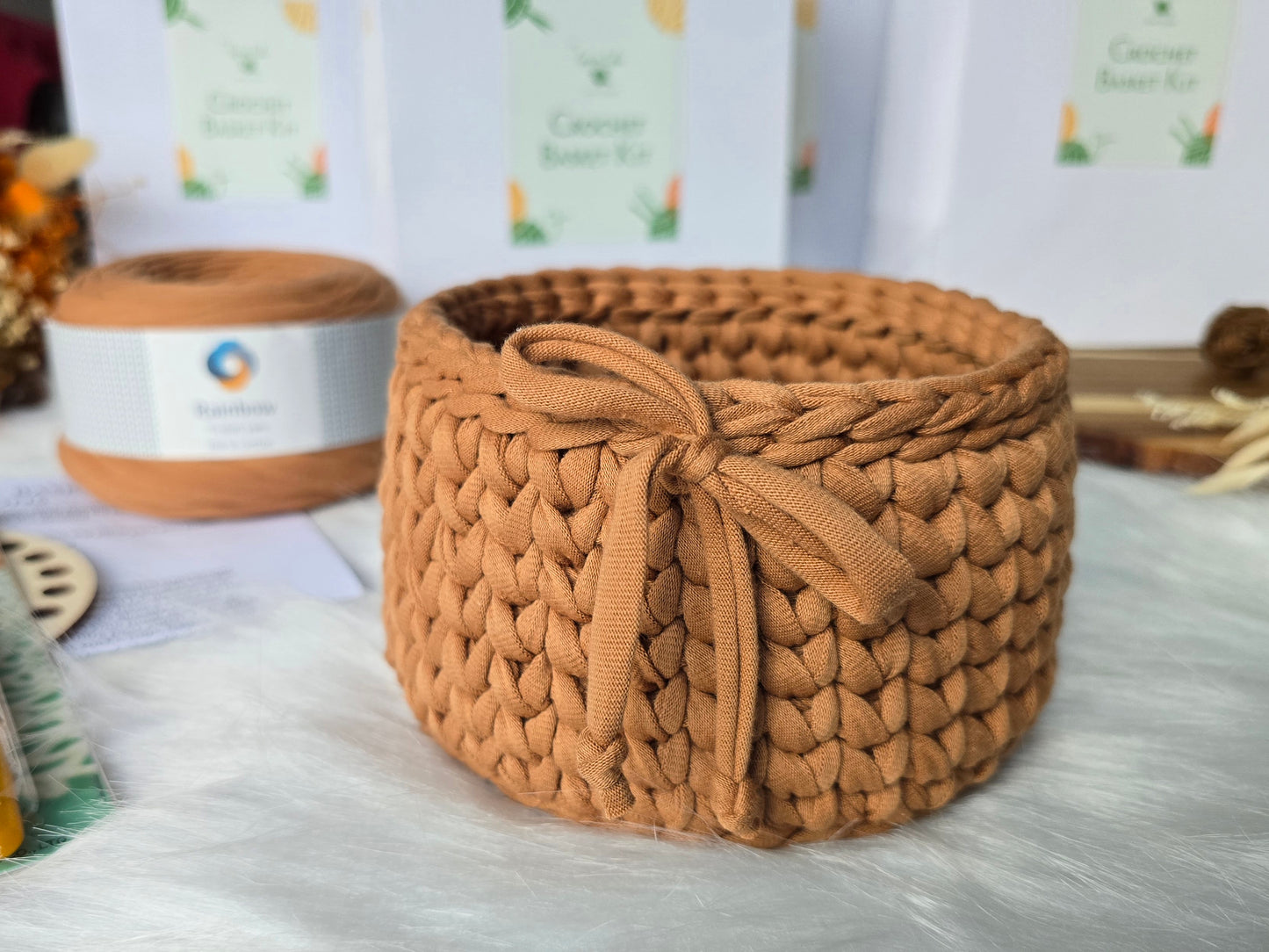 Introduction to the Tshirt yarn Make a small crochet basket Saturday 18th July 2pm-5pm