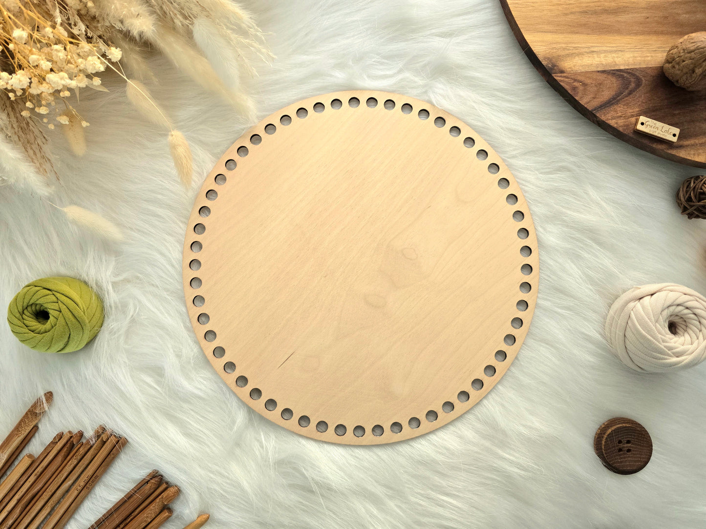 Circular wooden base: Various sizes with 8mm holes for making baskets Suitable for Tshirt yarn or 5mm cord