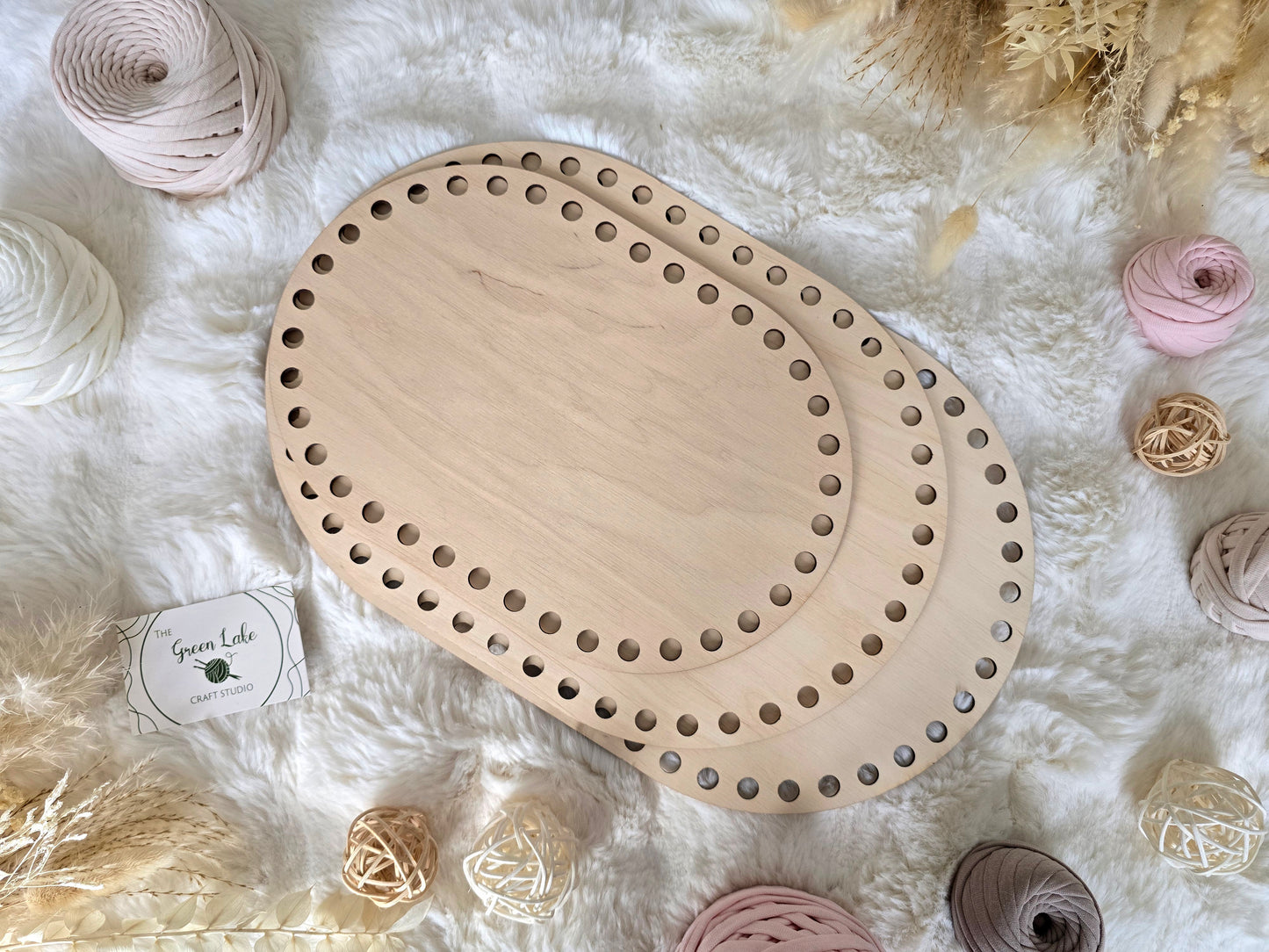 Oval Wooden Base with 10mm hole size and 10mm spacing for Crochet, Macrame or coiled baskets