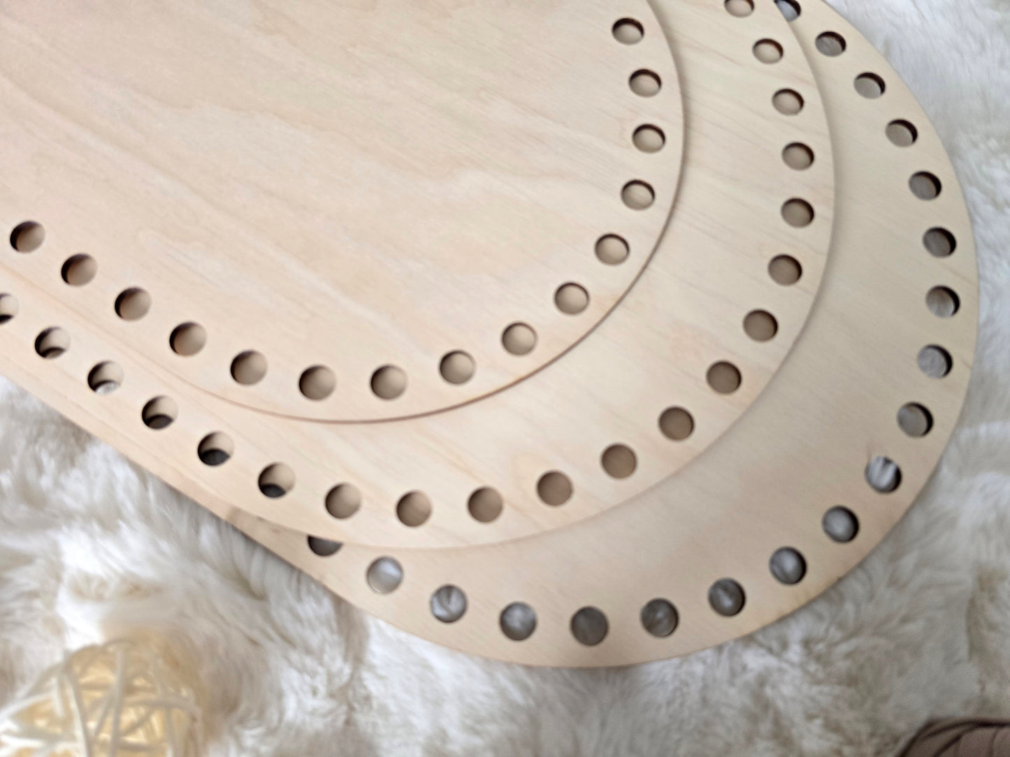 Oval Wooden Base with 10mm hole size and 10mm spacing for Crochet, Macrame or coiled baskets
