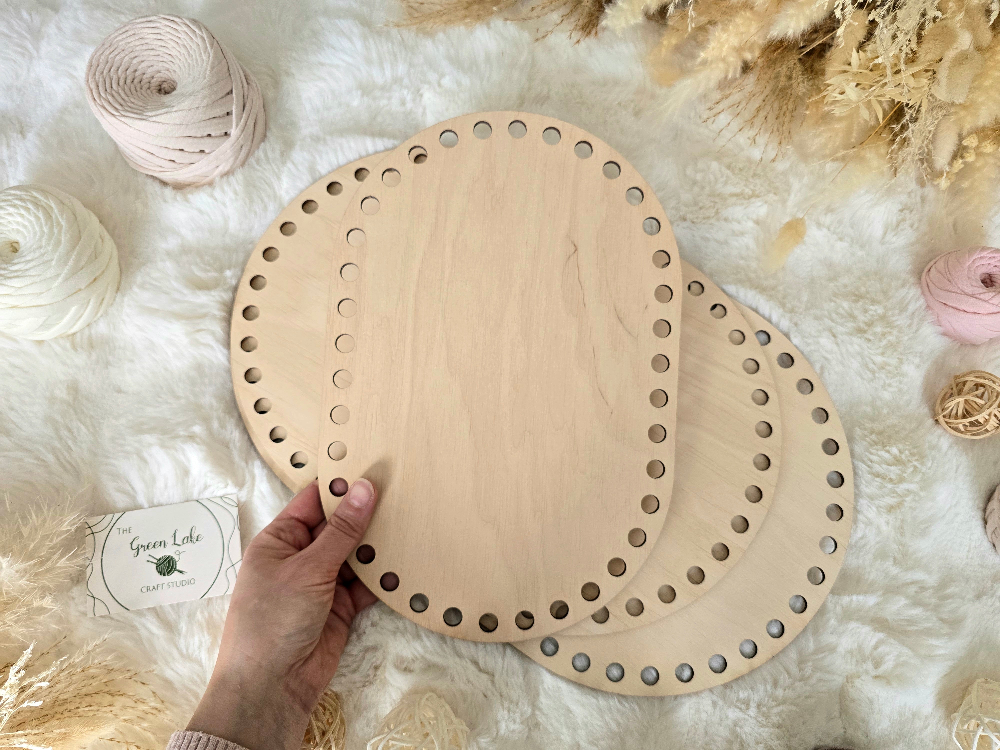 Oval Wooden Base with 10mm hole size and 10mm spacing for Crochet, Mac ...