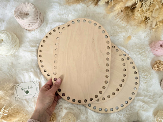 Oval Wooden Base with 10mm hole size and 10mm spacing for Crochet, Macrame or coiled baskets