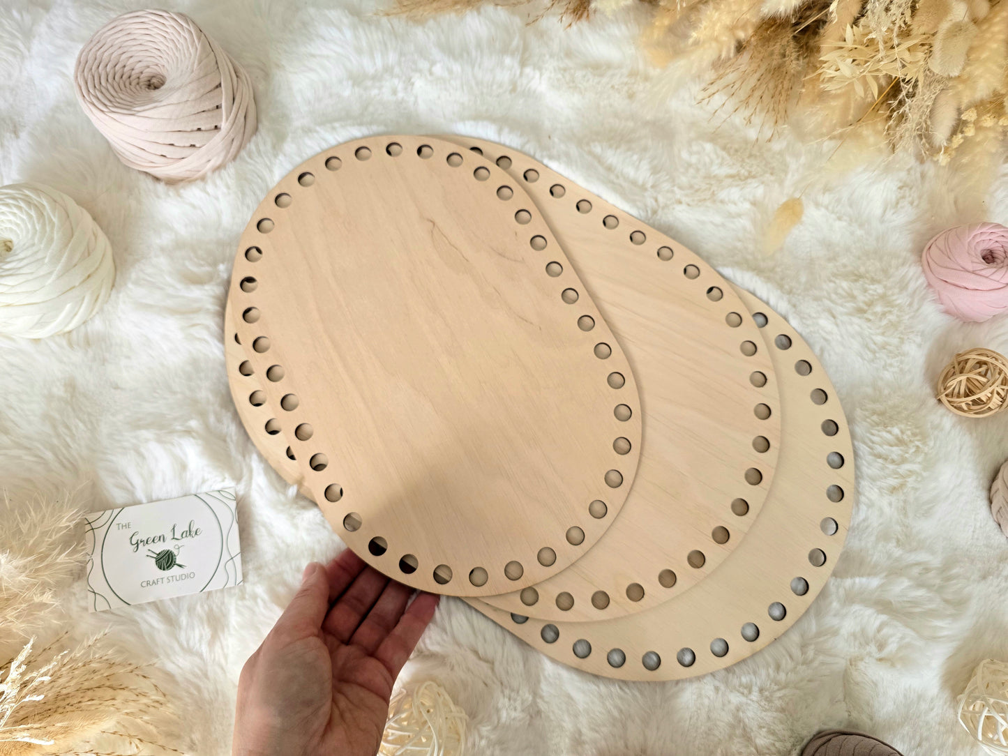 Oval Wooden Base with 10mm hole size and 10mm spacing for Crochet, Macrame or coiled baskets