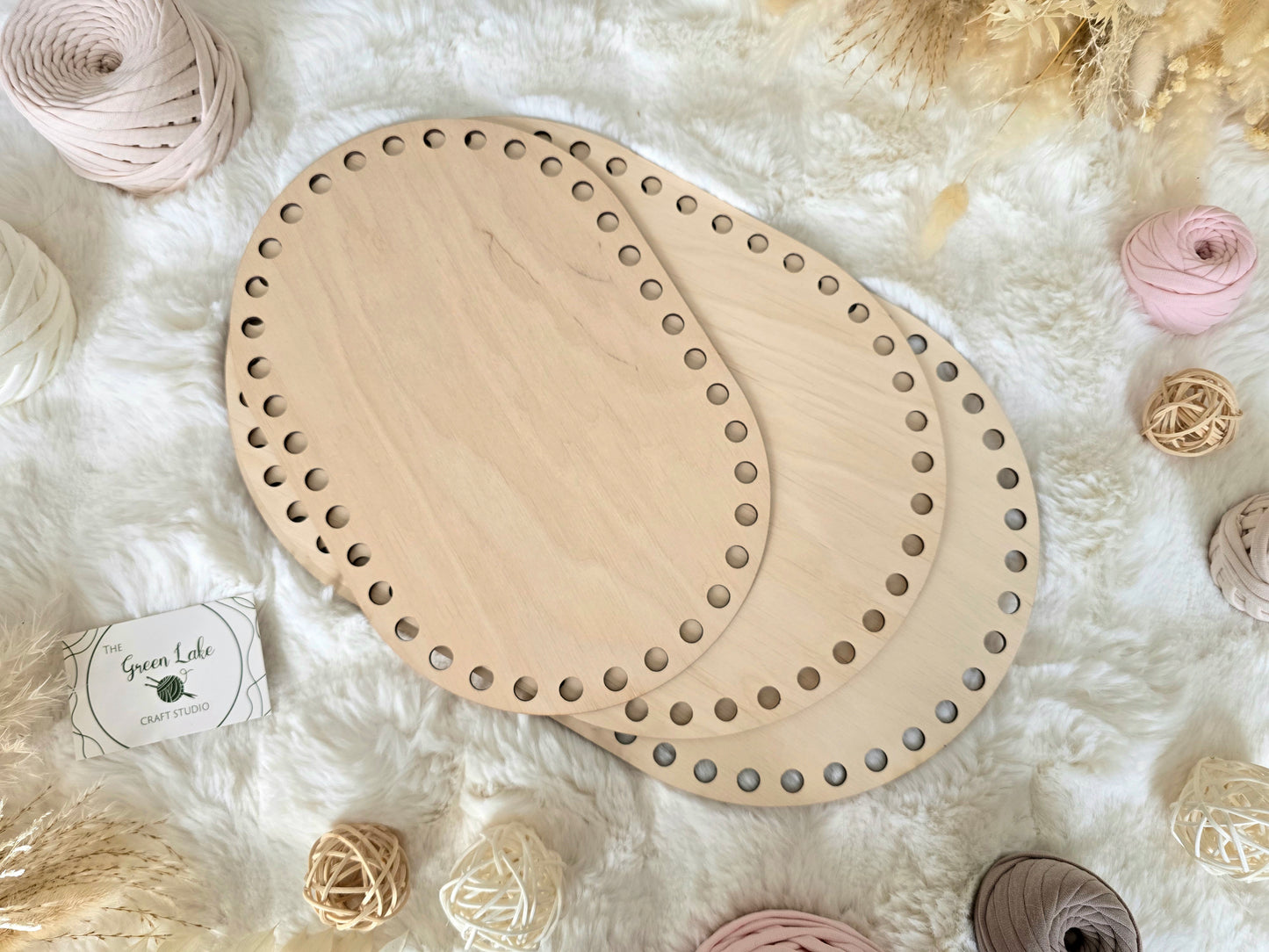 Oval Wooden Base with 10mm hole size and 10mm spacing for Crochet, Macrame or coiled baskets