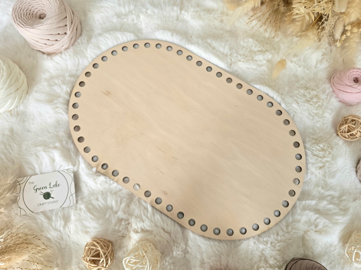 Oval Wooden Base with 10mm hole size and 10mm spacing for Crochet, Macrame or coiled baskets