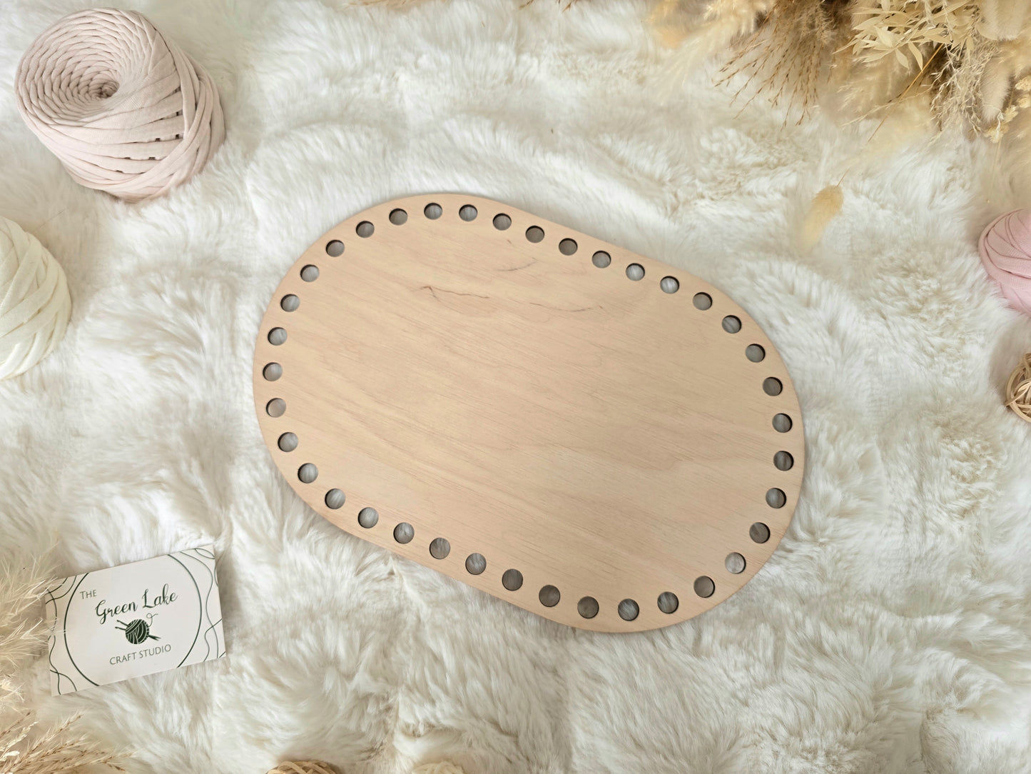 Oval Wooden Base with 10mm hole size and 10mm spacing for Crochet, Macrame or coiled baskets