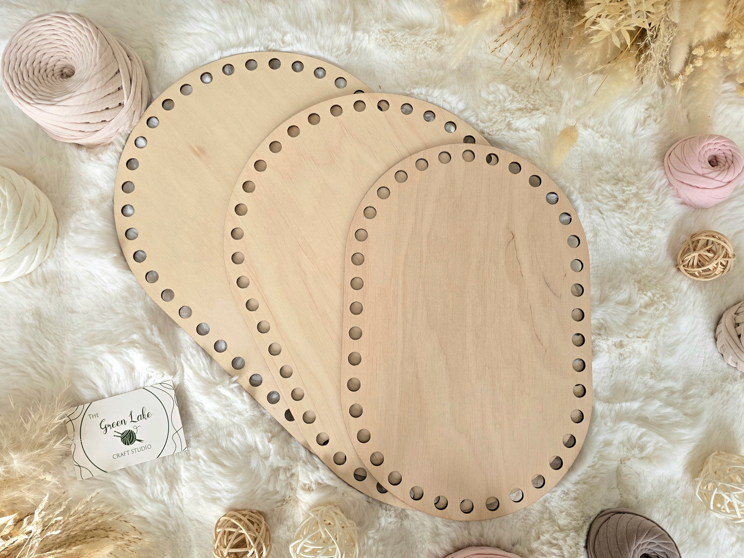 Oval Wooden Base with 10mm hole size and 10mm spacing for Crochet, Macrame or coiled baskets