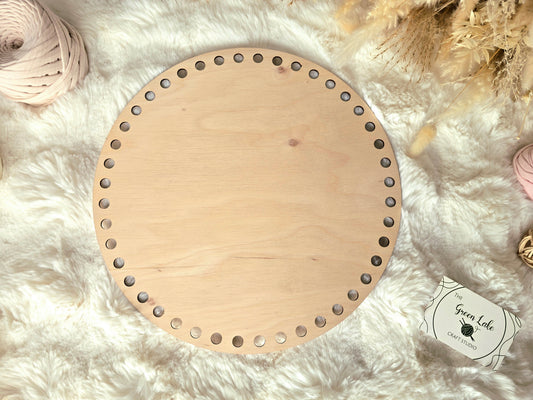Circular wooden base 30cm / 12inch with 10mm holes and 10mm spacing for crochet, coiled or Macrame basket