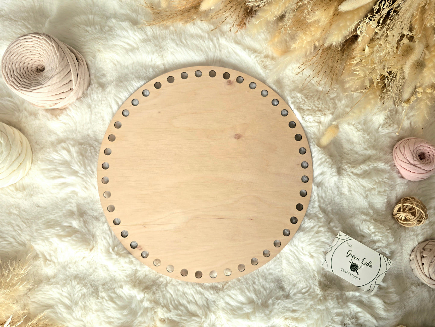 Circular wooden base 30cm / 12inch with 10mm holes and 10mm spacing for crochet, coiled or Macrame basket