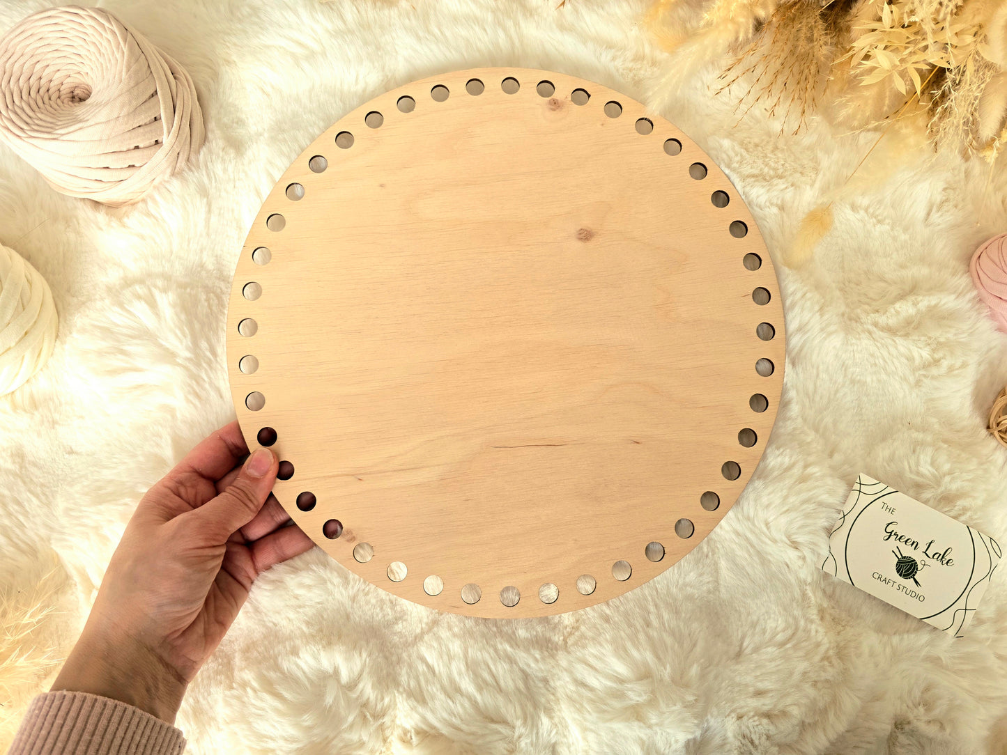 Circular wooden base 30cm / 12inch with 10mm holes and 10mm spacing for crochet, coiled or Macrame basket