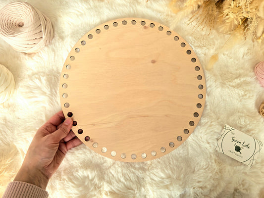 Circular wooden base 30cm / 12inch with 10mm holes and 10mm spacing for crochet, coiled or Macrame basket