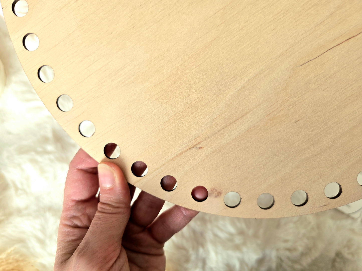 Circular wooden base 30cm / 12inch with 10mm holes and 10mm spacing for crochet, coiled or Macrame basket