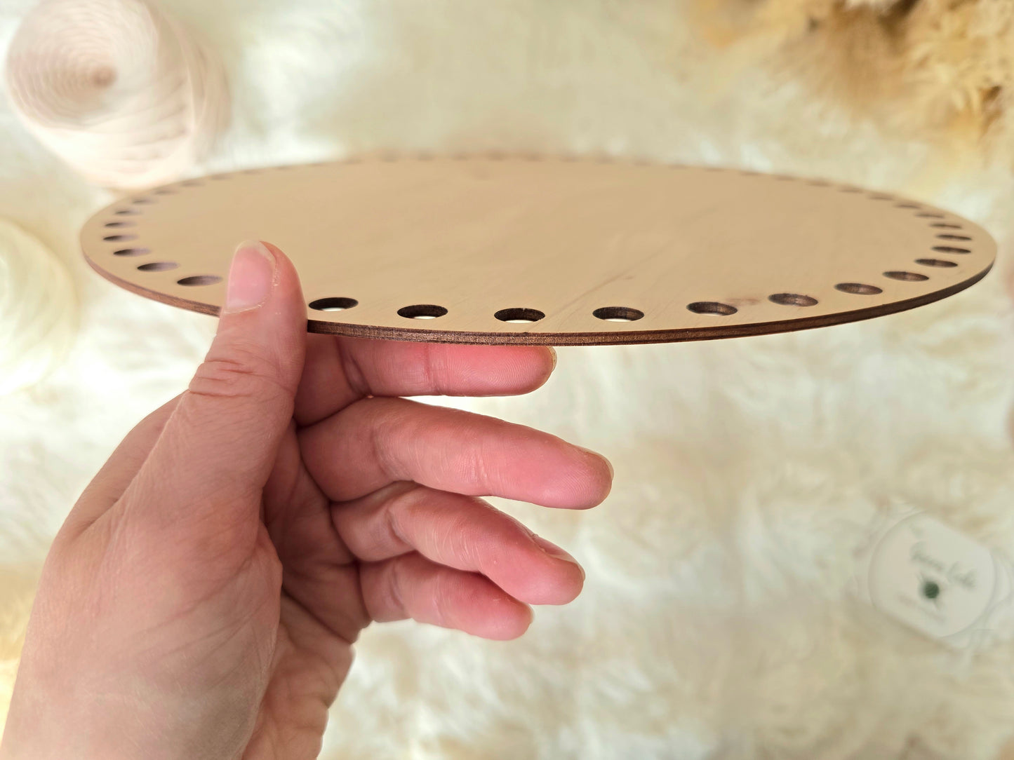 Circular wooden base 30cm / 12inch with 10mm holes and 10mm spacing for crochet, coiled or Macrame basket