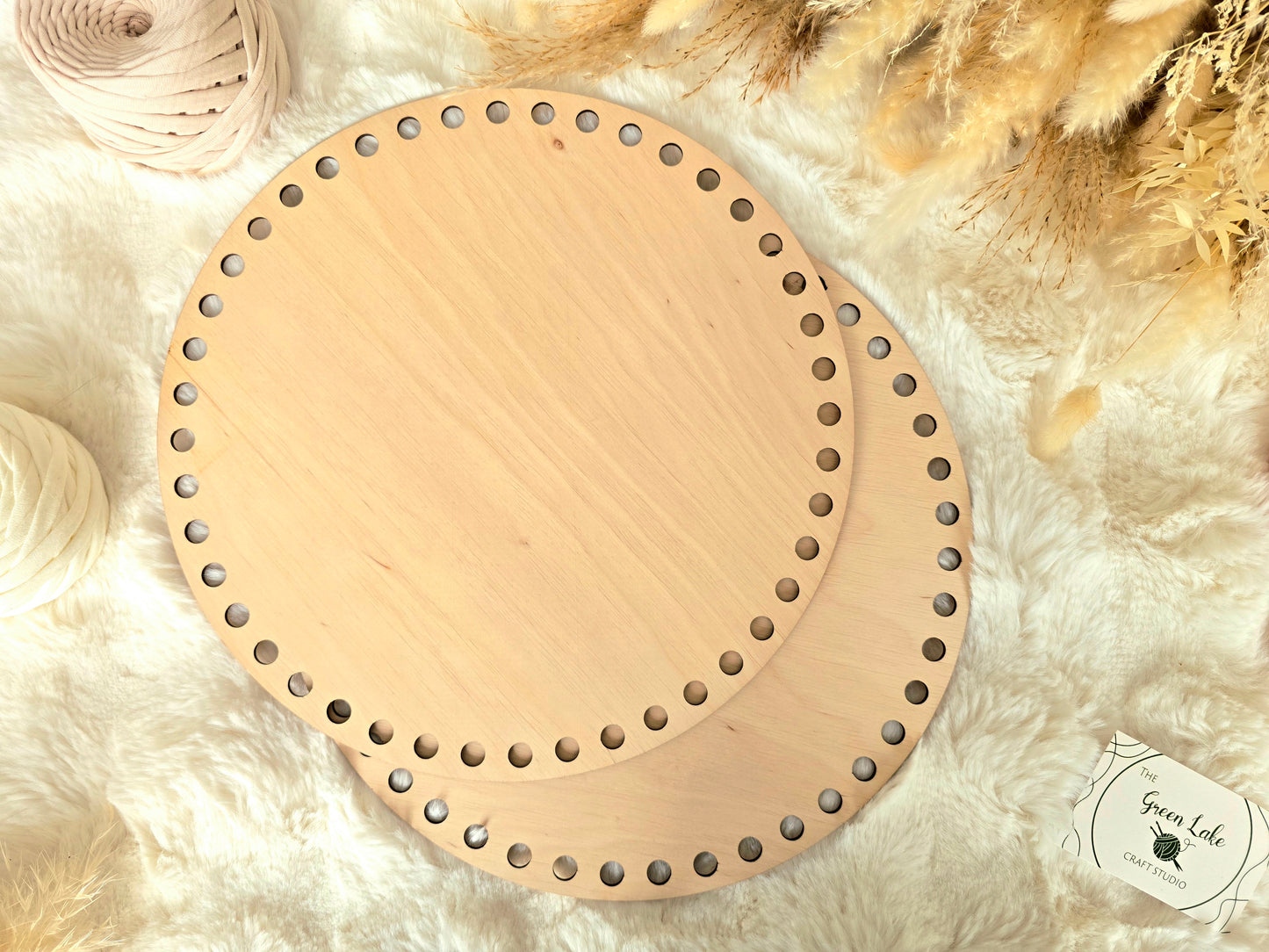Circular wooden base 30cm / 12inch with 10mm holes and 10mm spacing for crochet, coiled or Macrame basket